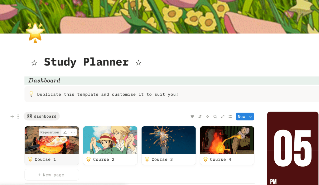 Howl’s Moving Castle Notion Study&nbsp;Template